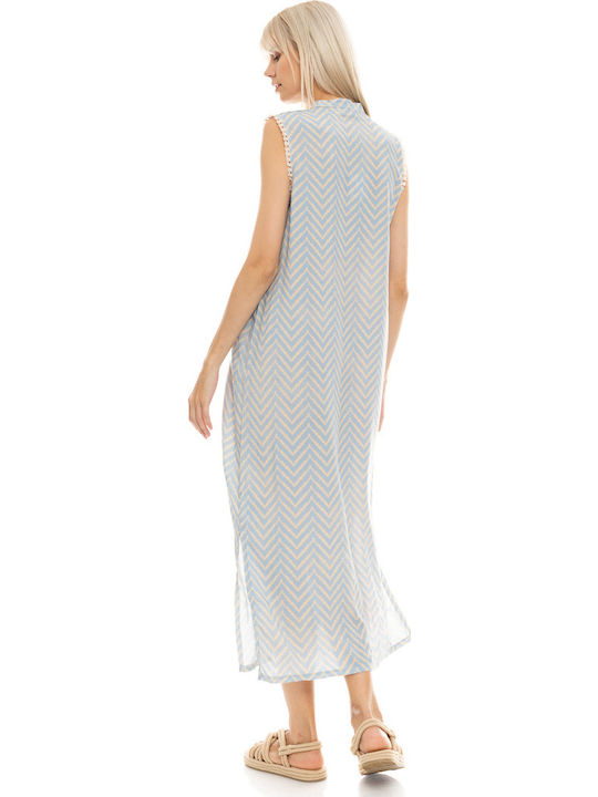 Γυναικείο Beachdress Pink Label Εμπριμέ Maxi Φόρεμα Regular Fit Viscose Γυναικείο Beachdress Pink Label Εμπριμέ Maxi Φόρεμα Regular Fit Viscose