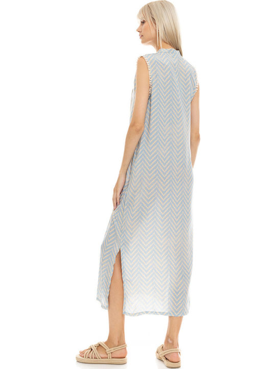 Γυναικείο Beachdress Pink Label Εμπριμέ Maxi Φόρεμα Regular Fit Viscose