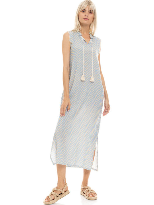 Γυναικείο Beachdress Pink Label Εμπριμέ Maxi Φόρεμα Regular Fit Viscose