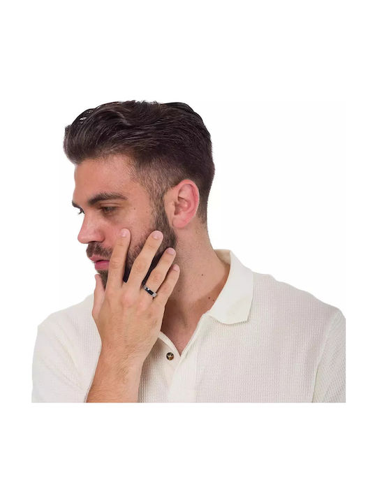 Oxzen Ανδρικό Δαχτυλίδι με Πέτρες από Ασήμι