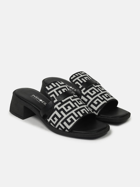 InShoes Piele Mules cu Scăzut Toc în Negru Culoare