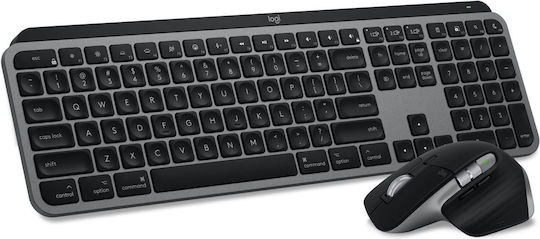 Logitech MX Keys S Ασύρματο Bluetooth Σετ Πληκτρολόγιο & Ποντίκι Αγγλικό US Συμβατό με Mac Γκρι