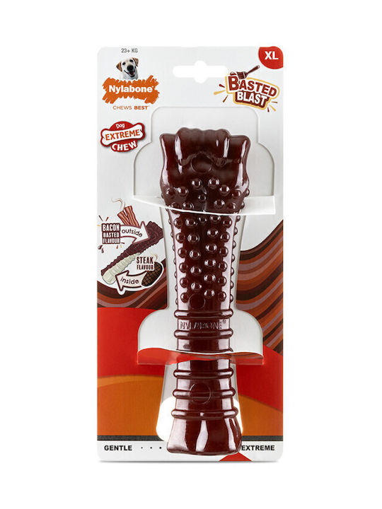 Nylabone Παιχνίδι Κόκκαλο Σκύλου Μασητικό από Καουτσούκ με Γεύση Μπέικον και Κοτόπουλο Medium Καφέ 1τμχ