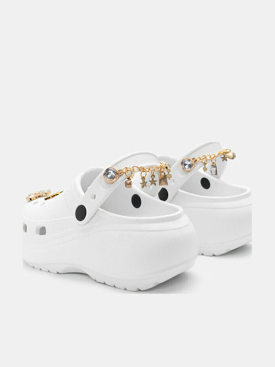 Clogs with Decorative Strass & Stones 4261604-white