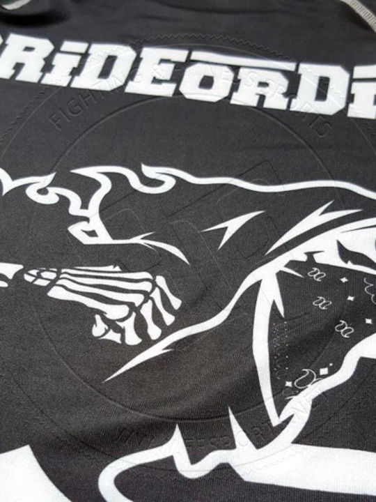 PrideOrDie Herren Langärmlig T-Shirt POD-R-007-BK/WH für Jiu-Jitsu / MMA Schwarz