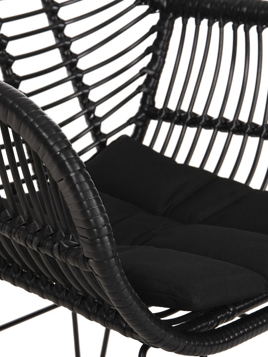 Outdoor Armchair Metallic Allegra Black Velvet-Black Metal with Cushion 58x59x82cm