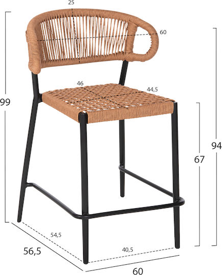 Hocker für Bar Für den Außenbereich aus Aluminium Beige 1Stück 60x56x99cm