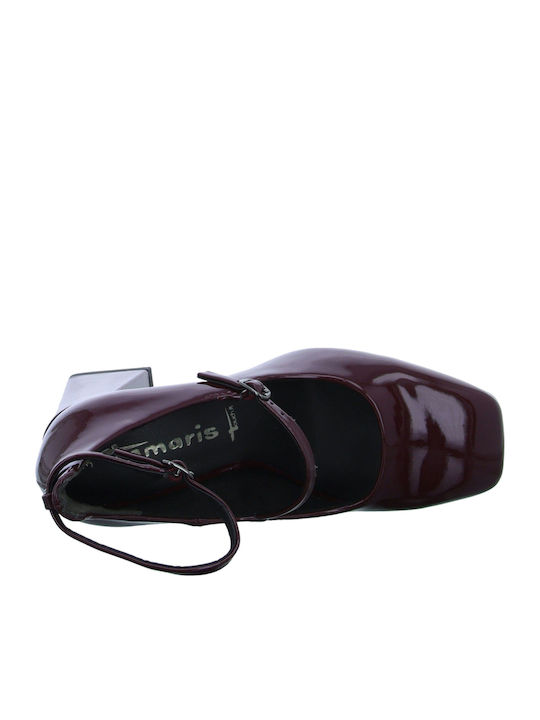Pumps mit Riemchen Burgundisch