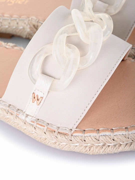 Women's Flat Sandals in Ecru Color