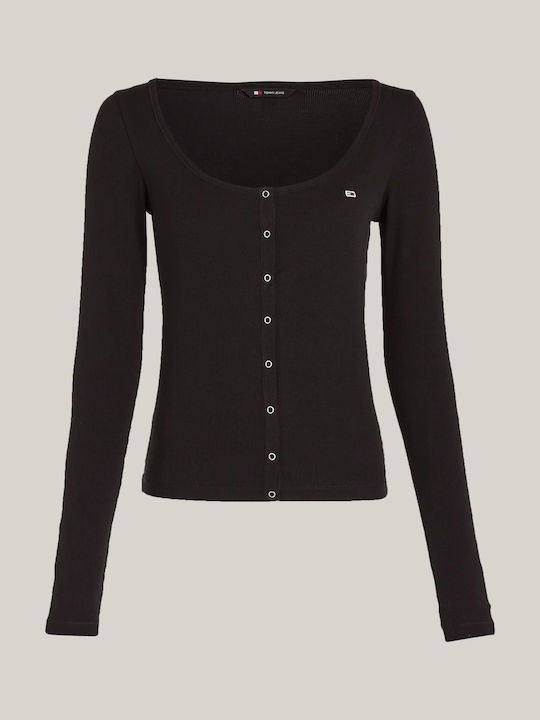 Tommy Hilfiger Women's Summer Blouse Cotton Long Sleeve Black