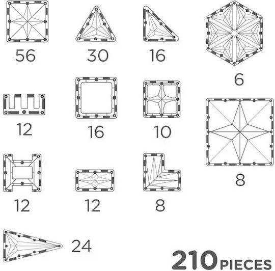 Cleverclixx Magnetisches Spielzeug Bau- und Konstruktionsspielzeug Mega Creative Pack Pastell für Kinder ab 3 Jahren