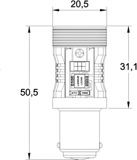 Lămpi Autoturismului P21/5W LED 5500K Alb rece 12V 1buc