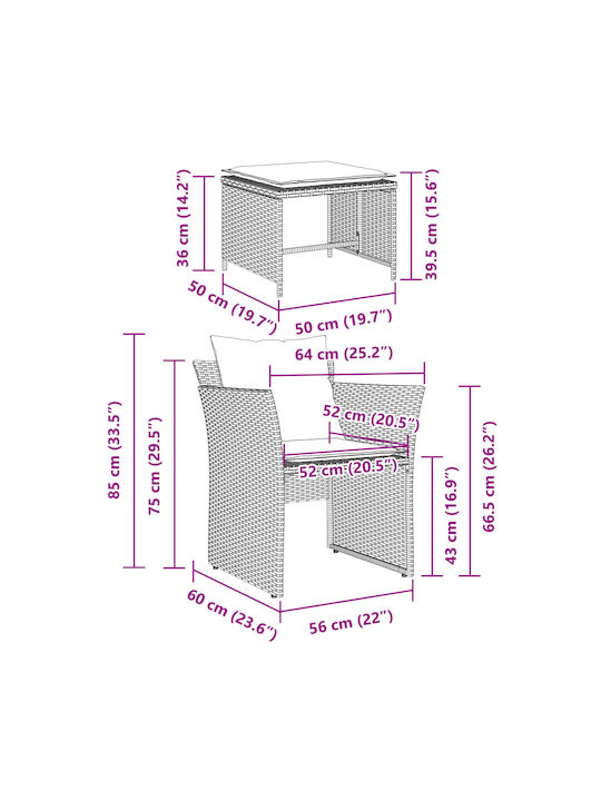 Fotoliu de exterior Rattan Maro cu pernă 50x50x36cm