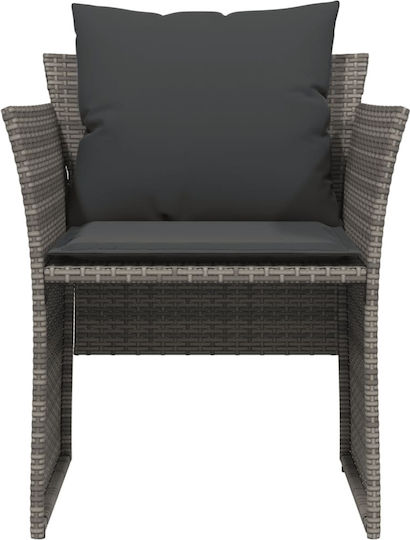 Outdoor-Sessel Rattan Grey mit Kissen 50x50x36εκ.