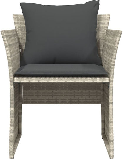 Outdoor Armchair Rattan Light Gray with Cushion 50x50x36cm