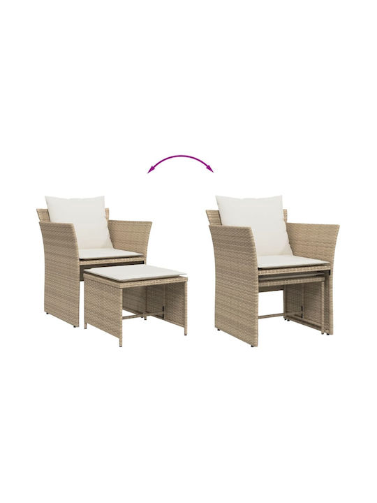 Fotoliu de exterior Rattan Bej cu pernă 50x50x36cm