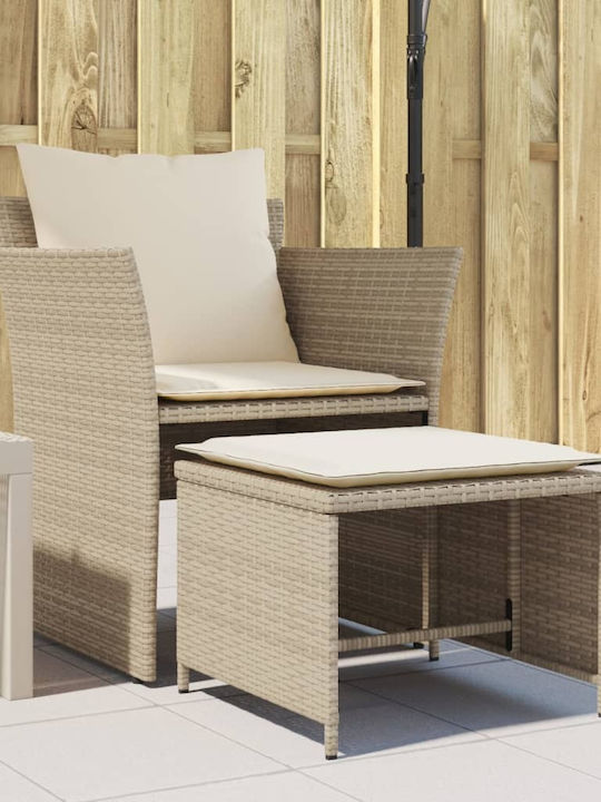 Fotoliu de exterior Rattan Bej cu pernă 50x50x36cm
