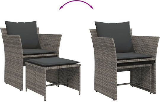 Outdoor-Sessel Rattan Grey mit Kissen 50x50x36εκ.