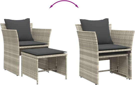 Outdoor Armchair Rattan Light Gray with Cushion 50x50x36cm