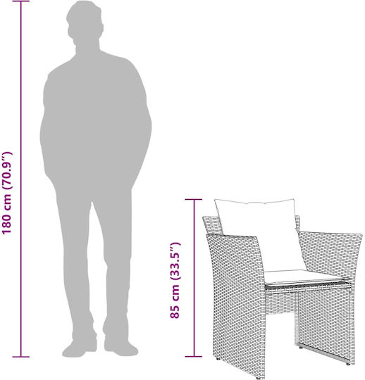 Outdoor Armchair Rattan Light Gray with Cushion 50x50x36cm