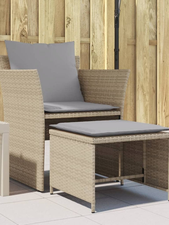 Fotoliu de exterior Rattan Bej cu pernă 50x50x36cm