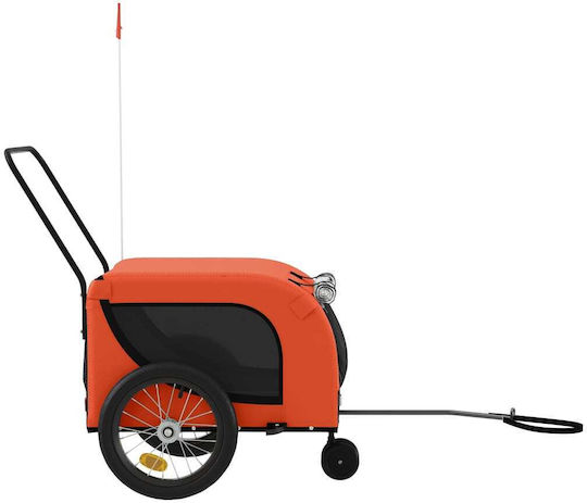 vidaXL Dog Carrying Orange Bicycle Trailer for 45kg Pets L125xW66xH63cm