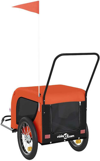 vidaXL Dog Carrying Orange Bicycle Trailer for 45kg Pets L125xW66xH63cm