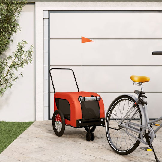 vidaXL Dog Carrying Orange Bicycle Trailer for 45kg Pets L125xW66xH63cm