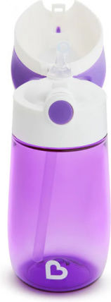 Munchkin Flip & Go Kids Silicone Water Bottle with Straw Purple 355ml