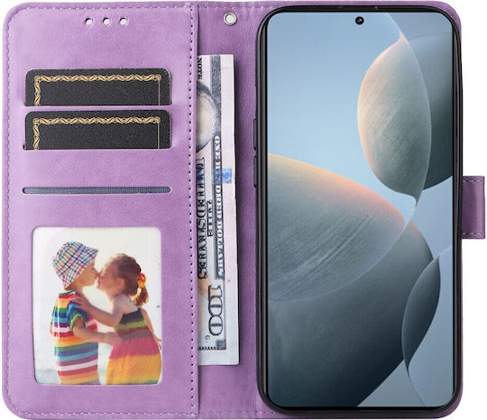 Embossed Sunflower Wallet Μωβ (Xiaomi Poco F6 Pro 5G)