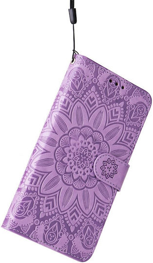 Embossed Sunflower Wallet Μωβ (Xiaomi Poco F6 Pro 5G)