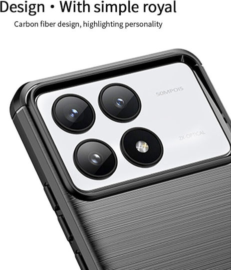 Mofi Brushed Carbon Umschlag Rückseite Silikon Rot (Xiaomi Poco F6 Pro 5G)