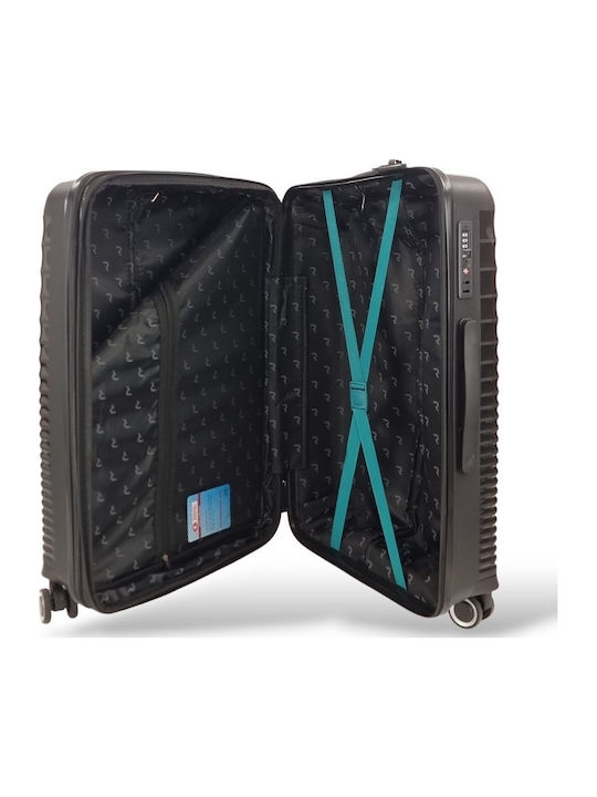 Rain Cabin Hard Travel Suitcase Black with 4 Wheels Height 55cm
