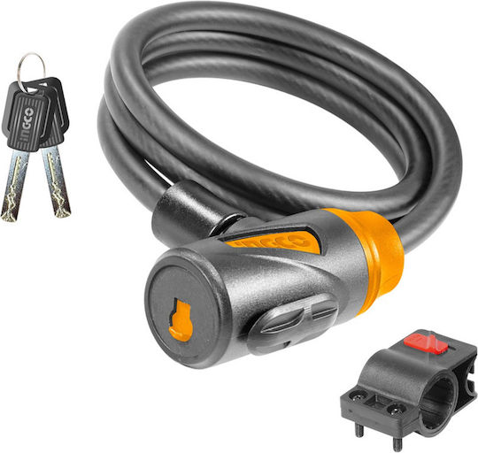 Ingco Bicycle Cable Lock with Key Green