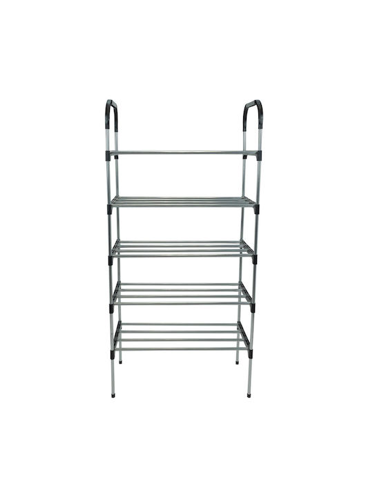 Raft de pantofi din metal-Unchiul George 5 rafturi argintii Dimensiuni 54x27x110cm Organizare spațiu vertical