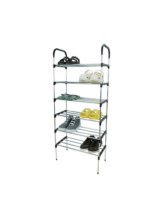 Metal Shoe Organizer Shelf Uncle George 6 Shelves Silver Dimensions 54x27x130cm Vertical Space Organization