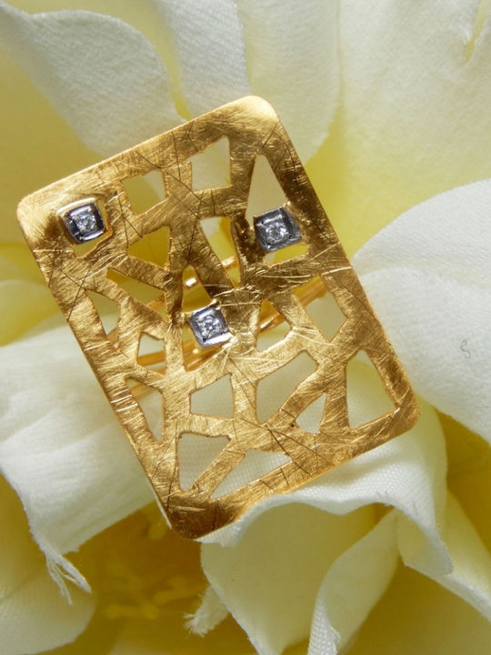 Polytimo Damen Ring mit Zirkonia aus Gold 14K