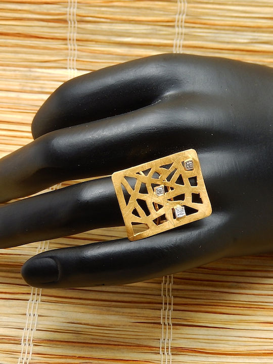 Polytimo Damen Ring mit Zirkonia aus Gold 14K