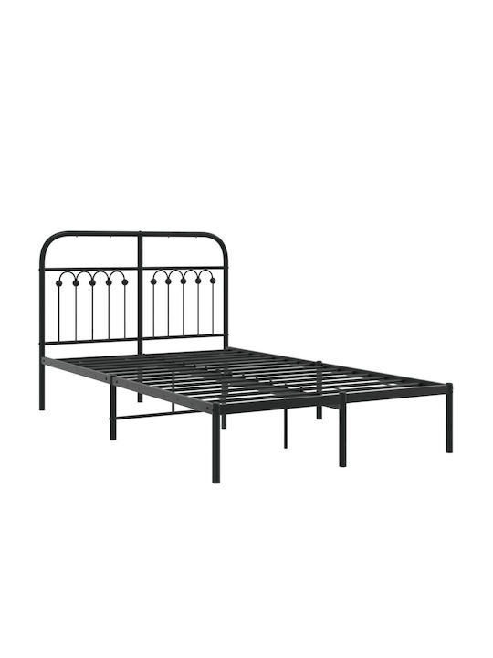 Semi-Double Metal Bed Black with Slats for Mattress 120x200cm