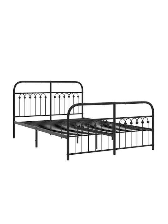 Bett Doppelbett Metall Black mit Latten für Matratze 137x190cm