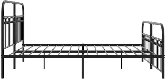Легло Кингсайз Метално Черно с Ламели за Матрак 183x203см