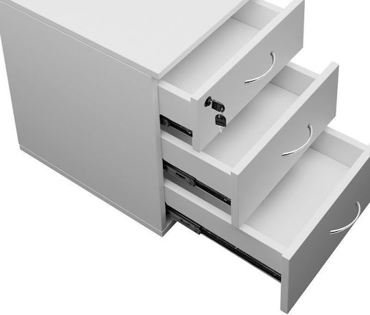 Συρταριέρα Γραφείου Amazon Ξύλινη με Ροδάκια & Κλειδαριά Λευκό 39x47x52.5cm