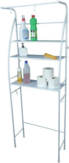 Uncle George Floor Bathroom Shelf Metallic 65x25x175cm White