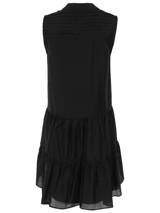 Forel Mini Dress with Ruffle Black