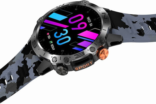 Gravity GT20 46mm Smartwatch with Heart Rate Monitor (Black / Black Camo)