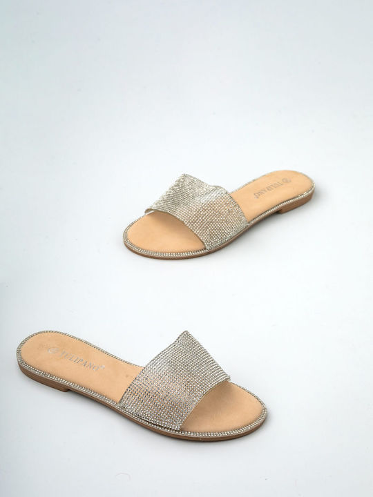 Women's Flat Sandals in Beige Color