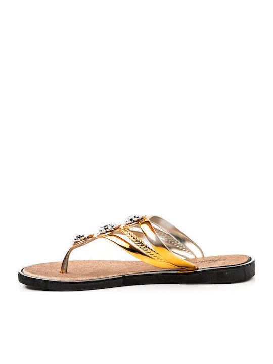 Flache Sandalen für Damen in Gold Farbe