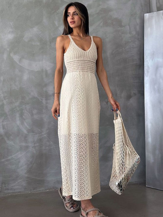 Lace Maxi Φόρεμα Stone