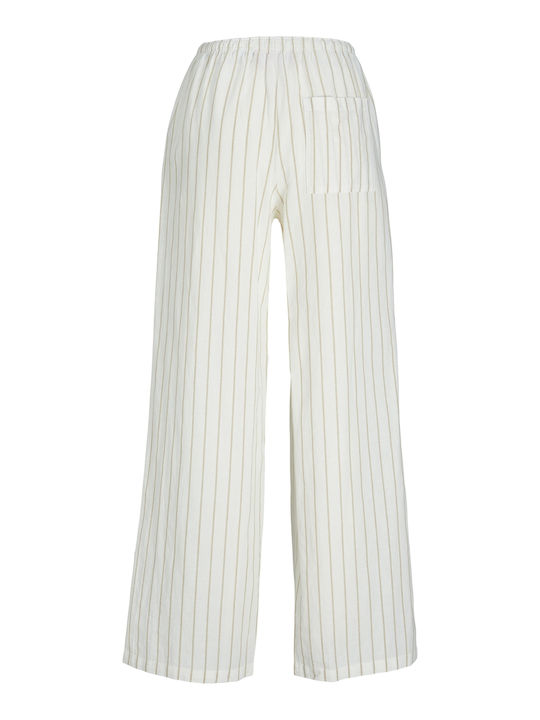 Femei Talie înaltă Din material textil Pantaloni cu elastic cu Croială Normală Albă