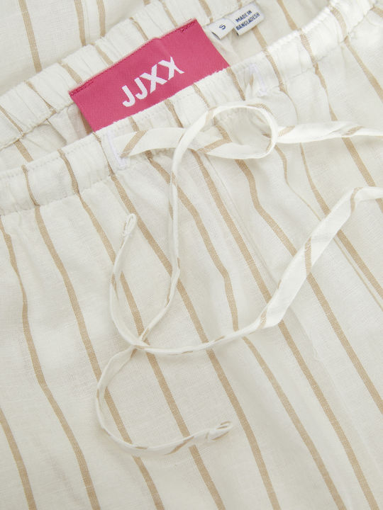 Femei Talie înaltă Din material textil Pantaloni cu elastic cu Croială Normală Albă